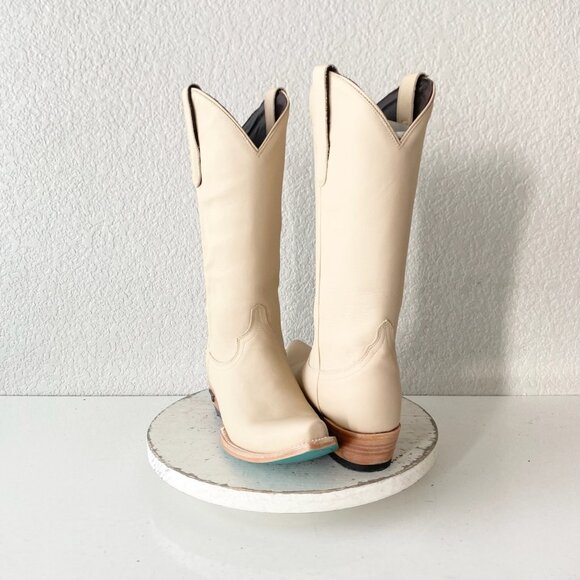 Lane EMMA JANE Womens Cowboy Boots 7.5 Pale Ivory Western Cowgirl Mid Calf Tall - Picture 11 of 11